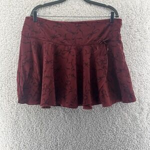 Aeropostale Mini Skirt Skort XL Burgundy Bow Print Coquette Dark Moody Preppy